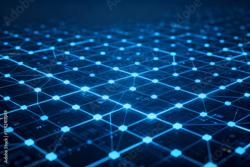 Blue digital network grid pattern