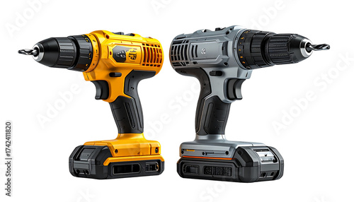 3D Drill Machine Bundle Two Variations isolated on transparent background