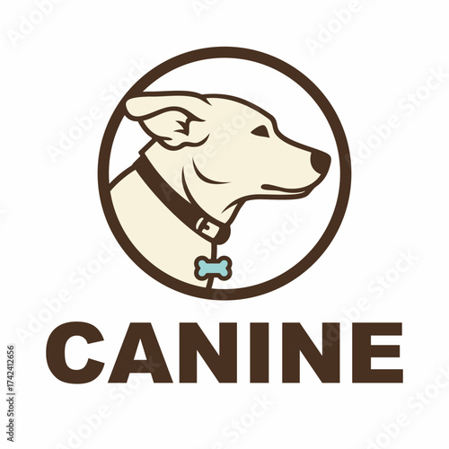 Vector illustration of a dog head logo in profile view