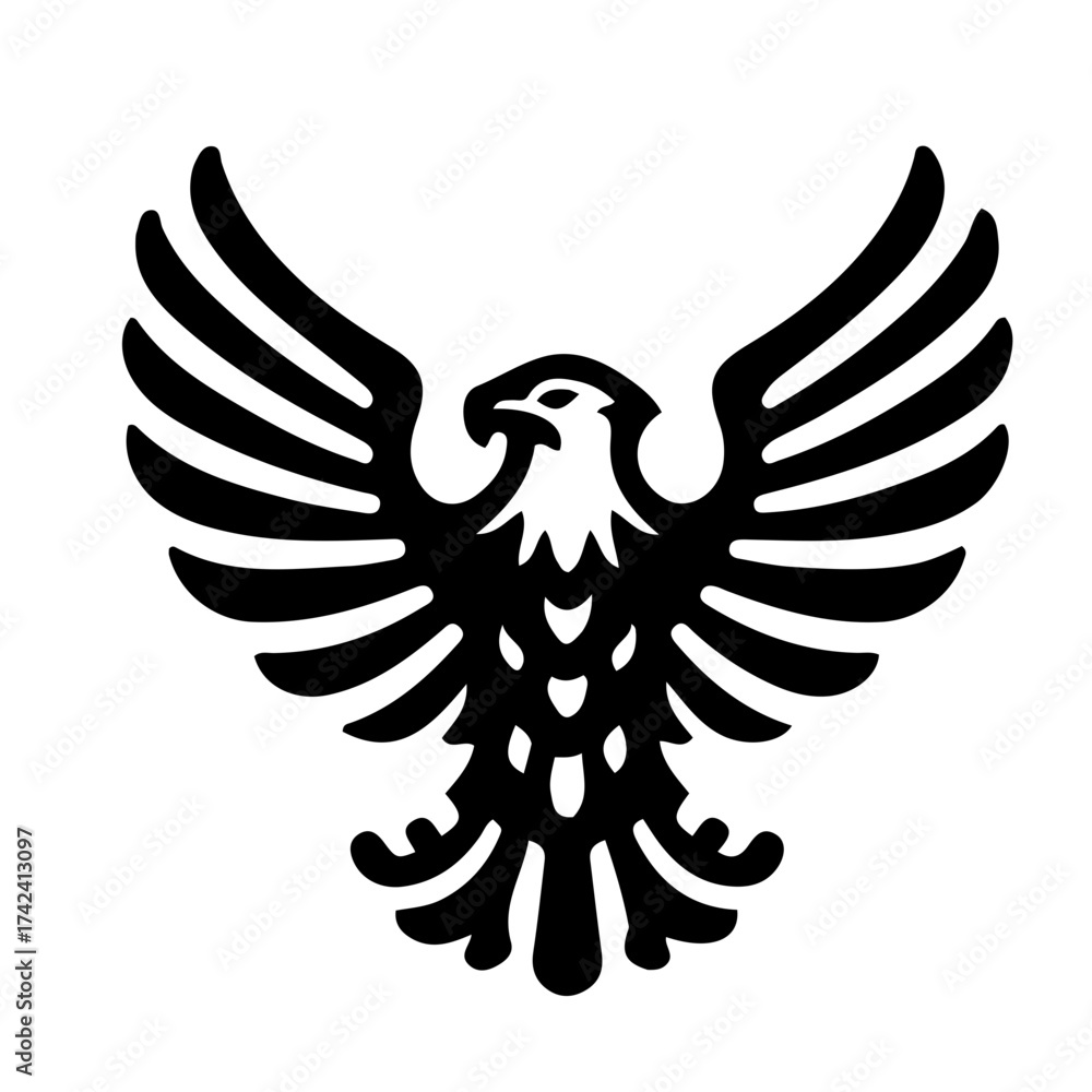 Obraz premium American Bald Eagle Emblem Vector – Black and White