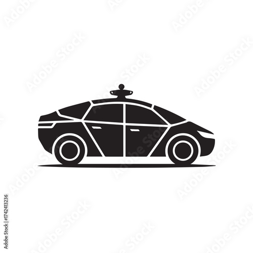 Autonomous vehicle icon isolated on white background symbol of driverless car, selfdriving automobile, or robotic vehicle with lidar sensor