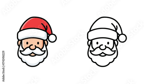 Santa Claus face cartoon icons vector illustration merry christmas and happy new year