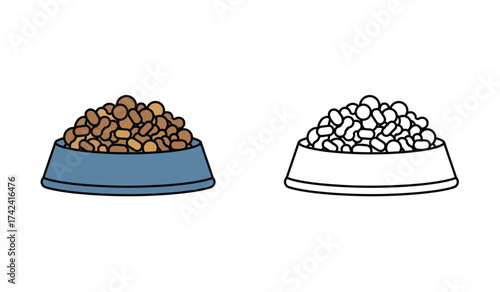 Pet Food in Bowl Vector Illustration for Graphic Design Projects and Animal Care Resources