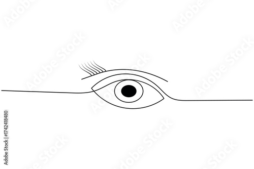 Minimalist human eye continuous one line drawing vector illustration on white background for modern design