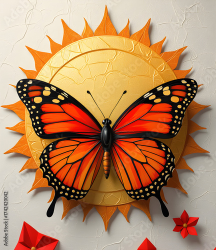 Vibrant Orange Butterfly Art