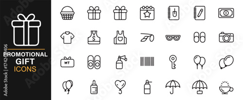 Icons of Promotional Gifts and Products for Corporate and Marketing Purposes
