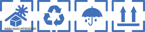 Black and white shipping symbols cargo icons symbol, Vector illustration for logistics and shipping sign, Common packaging & warning symbols,
