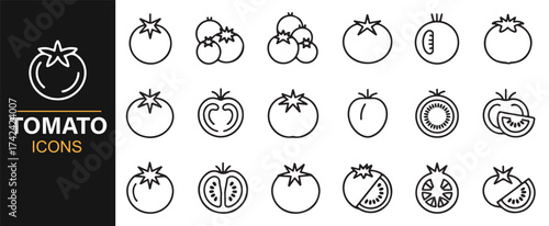 Vector Icons of Tomatoes in Different Stages for Use in Food, Health, and Agriculture