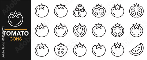 Tomato Icons Collection with Detailed and Sliced Variations for Culinary Projects