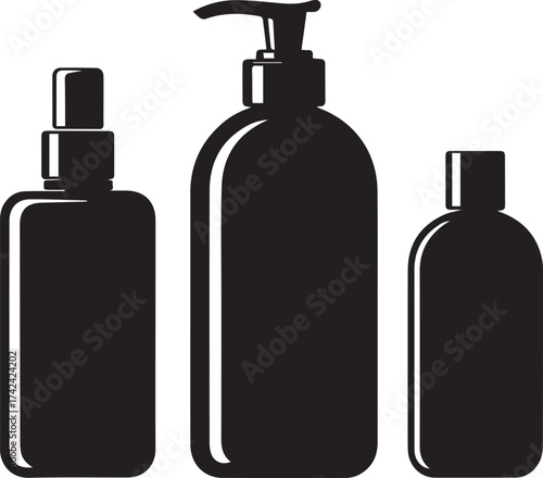 Cosmetic bottle silhouettes set product packaging design elements for beauty and skincare mockups