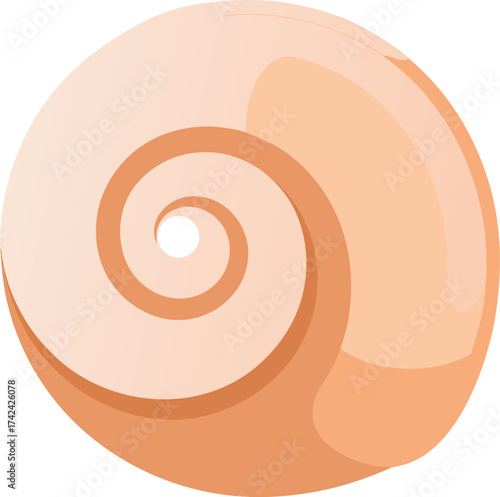 Realistic Seashell Spiral with Pearly Smooth Surface on transparent background