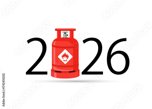  happy new year 2026. 2026 with gas bottle 