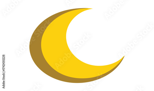 Simple crescent moon illustration on white background