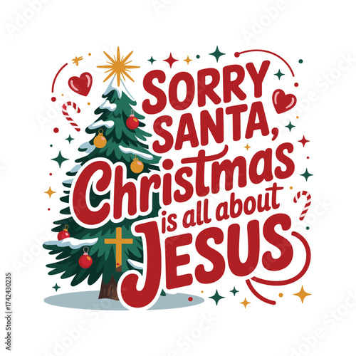 Merry christmas sorry santa jesus holiday greeting design festive christian celebration
