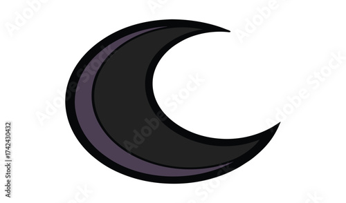 Stylized crescent moon icon with dark colors and outline