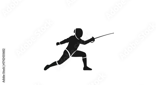 A Dynamic Silhouette of a Fencer in Action Demonstrating Precision and Focus
