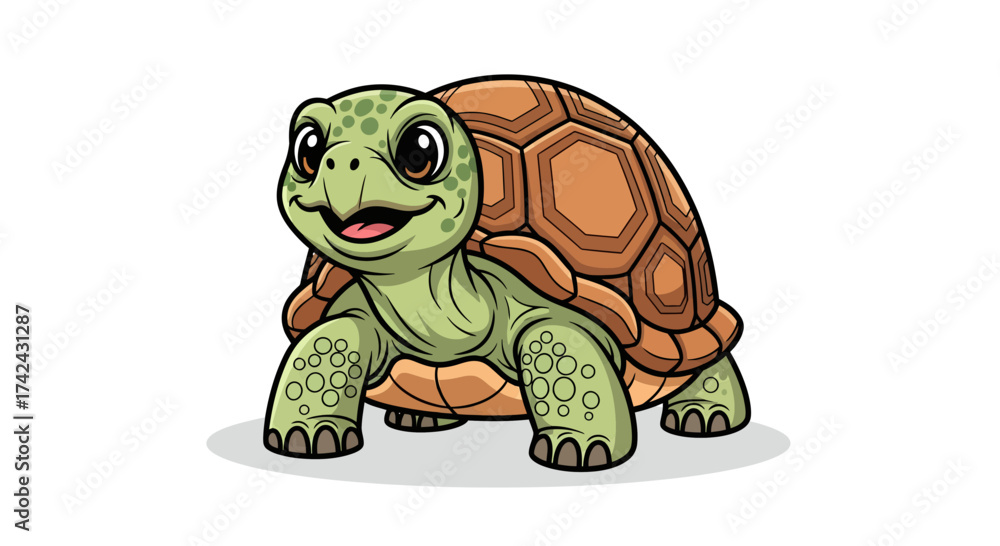Obraz premium Adorable cartoon turtle illustration showcasing a friendly expression and detailed design elements