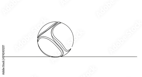 Abstract line drawing of a tennis ball rolling on a surface  