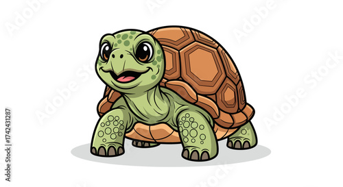 Adorable cartoon turtle illustration showcasing a friendly expression and detailed design elements
