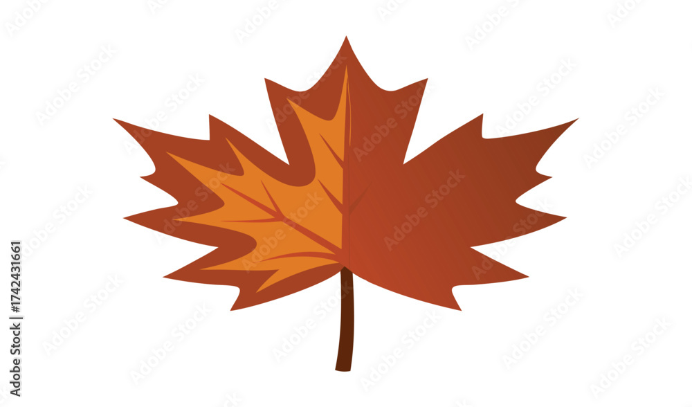 Fototapeta premium Autumn maple leaf with warm orange and brown tones