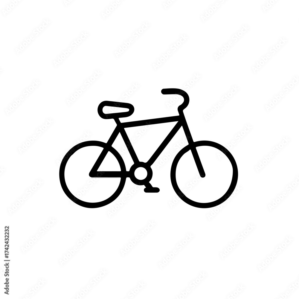 Obraz premium Black Outline Bicycle Icon on White Background Vector Illustration