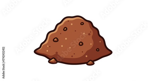 Cartoon illustration of a pile of brown earth or soil on white background for creative projects or