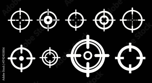 Collection of Abstract Target Icons for Precision and Accuracy in White Color