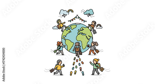 Global adventures with friends and family, exploring diverse cultures on earth together