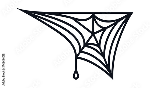 Black spiderweb corner decoration with droplet