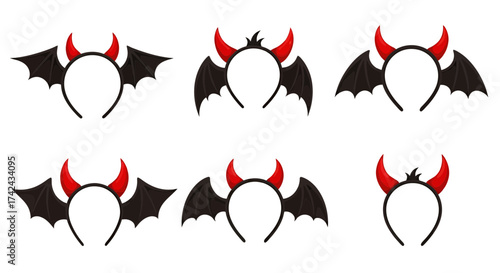 Collection of whimsical devil headband variations perfect for festive events or imaginative play