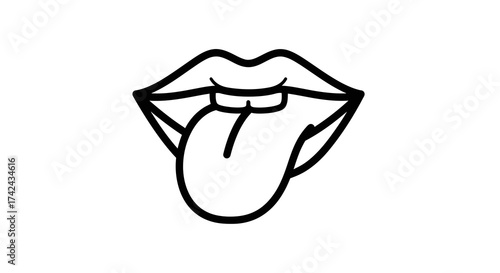 Minimalist mouth with tongue out design conveying youthful energy and playfulness graphic resource