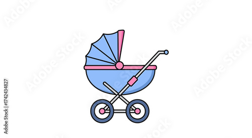 Delicate baby stroller illustration representing infancy and childhood joy concept