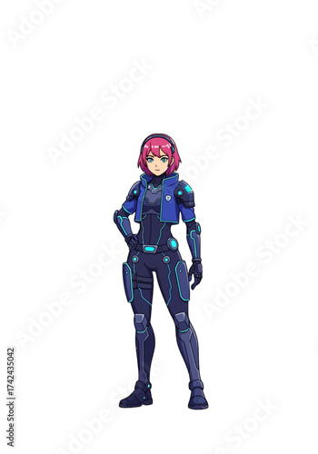 Anime Style Female Character in Scifi Tech Suit
