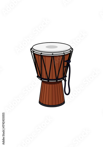 Flat Cartoon Djembe Drum Musical Instrument Vector Illustration