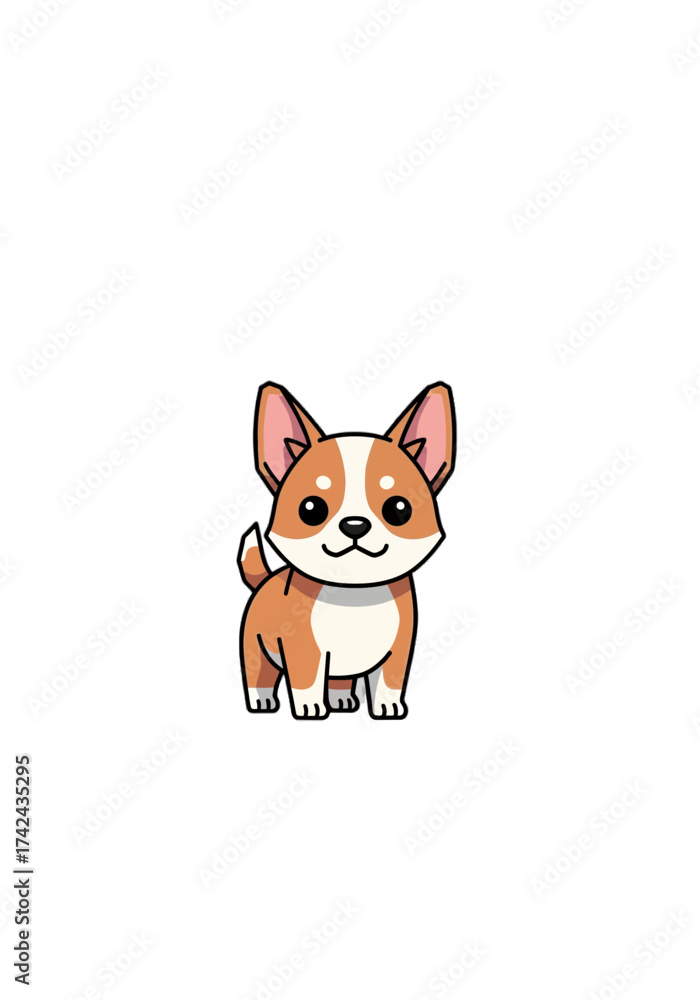 Fototapeta premium Adorable Flat Vector Cartoon Puppy Dog Illustration