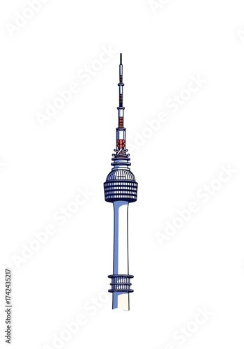 Flat Vector Illustration of a Modern Communication Tower