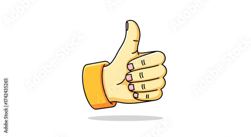 A cartoon hand illustration giving a thumbs up gesture on a clean white background