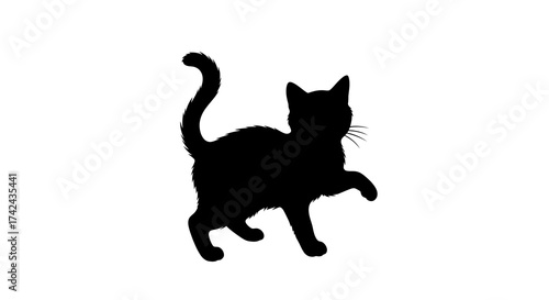Elegant feline silhouette portraying playful curiosity and a classic animal figure  illustration