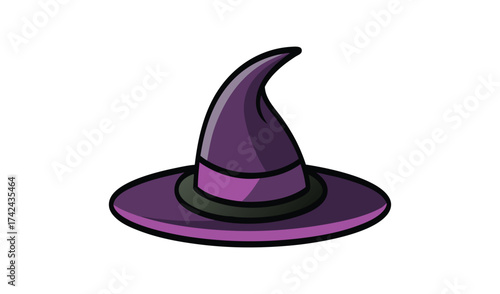 Purple witch hat with a pointed crown and wide brim