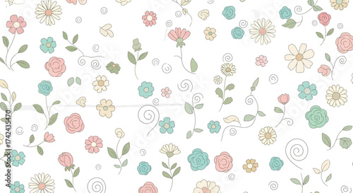 Elegant Floral Pattern in Soft Pastel Shades for Various Creative Designs and Projects