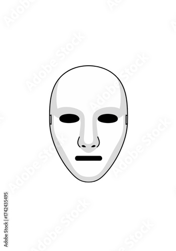 Minimalist Flat Vector Illustration of a White Mask