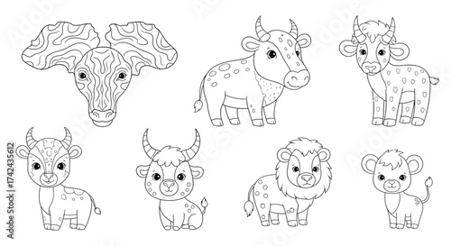 Adorable collection of outlined animal characters ready to be brought to life with color