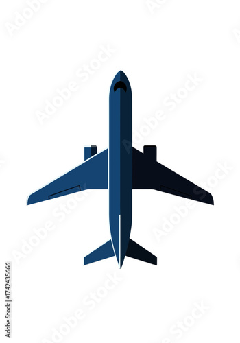 Flat Design Commercial Airplane Top View Illustration