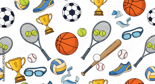 Engaging sports equipment illustration showcasing a diverse range of games and activities for