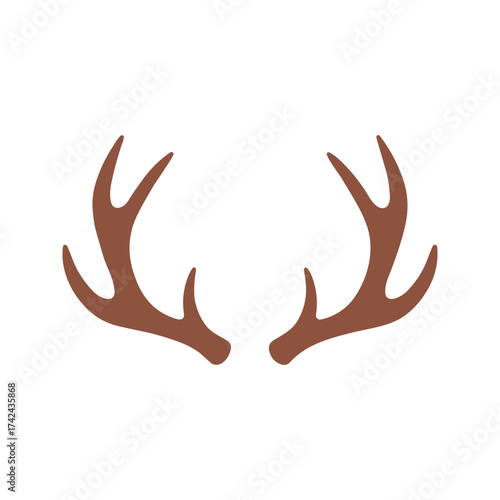 This vector illustration shows deer antlers, which are bony extensions that grow from the skull and are typically found on male deer.