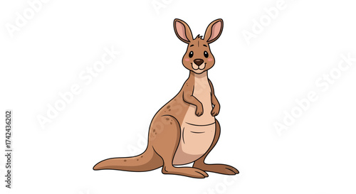 Charming cartoon kangaroo illustration ideal for educational content and joyful design projects