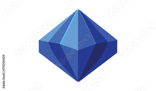 Abstract geometric blue crystal shape on white background