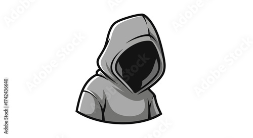 Faceless figure clad in gray hoodie evokes mystery and anonymity concept art