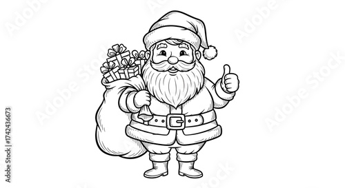 Festive santa claus character with gift sack illustration offering holiday cheer and encouragement