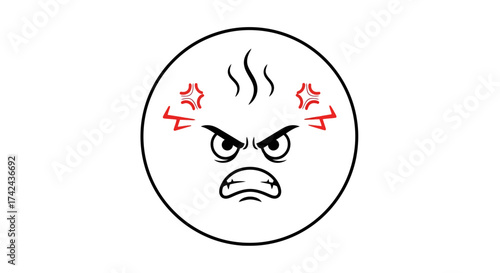 Furious cartoon emoji with clenched teeth and steam emanating from its head depiction